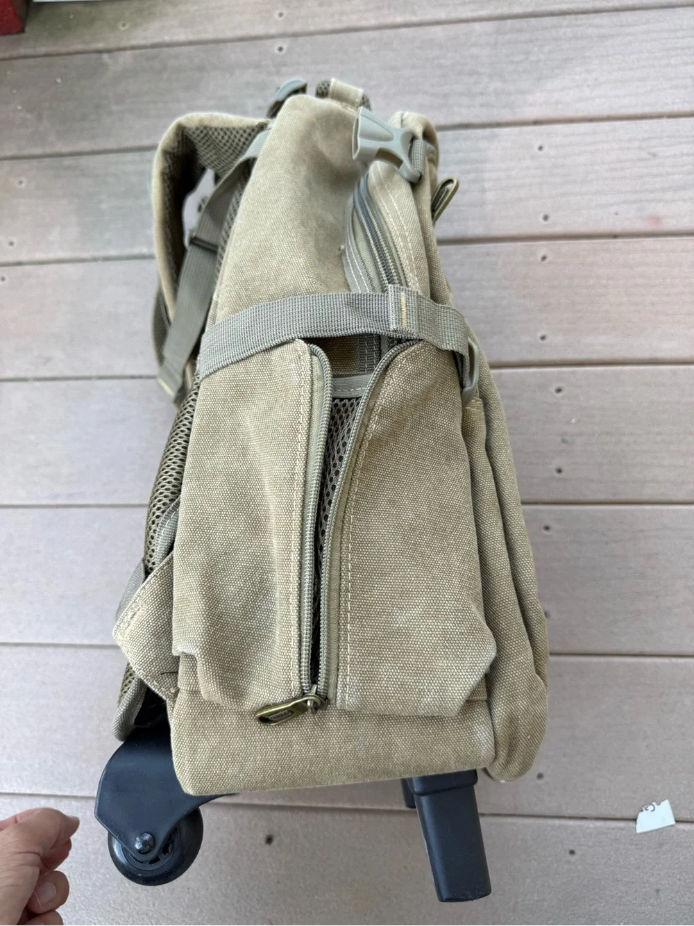 Olive Green Canvas Travel Backpack for Men AOKING